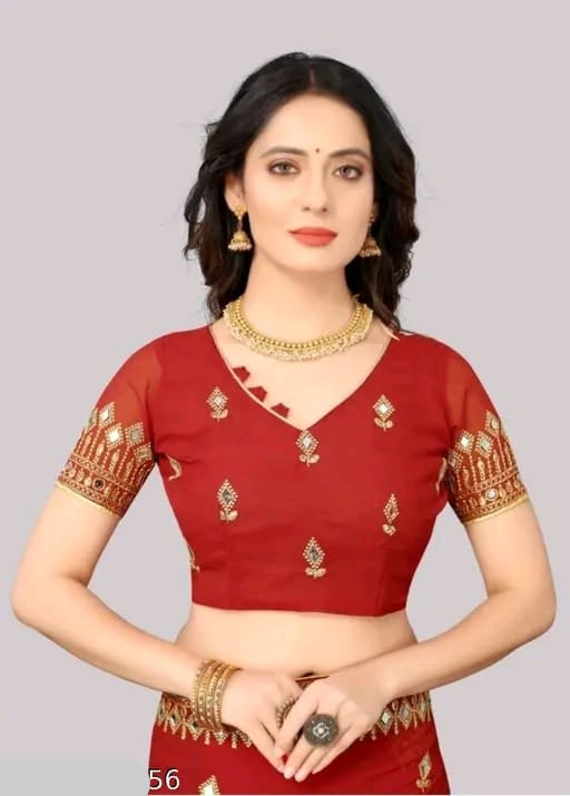 Designer Embroidered Mirror Work Maroon Saree for Women – Elegant Festive & Party Wear Saree with Blouse Piece