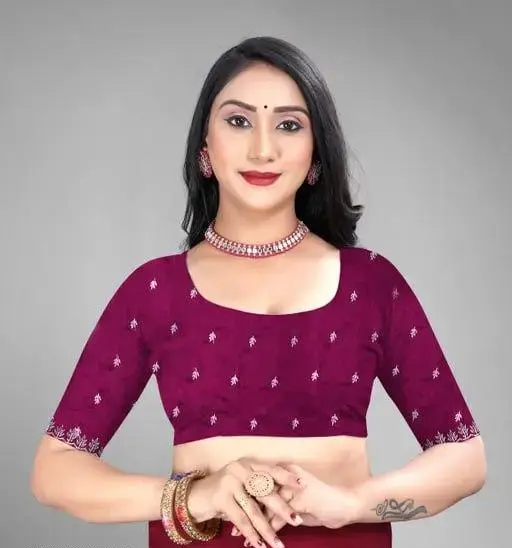 Embroidered Bollywood Vichitra Silk Saree with Diamond & Stone Work – Designer Party & Festival Wear