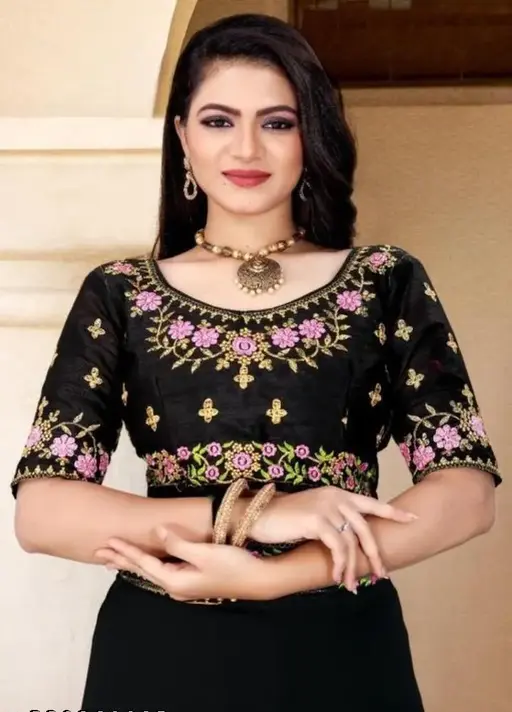 Black Silk-Blend Bollywood Party Saree with Lightweight Blouse – Elegant Festive & Evening Wear