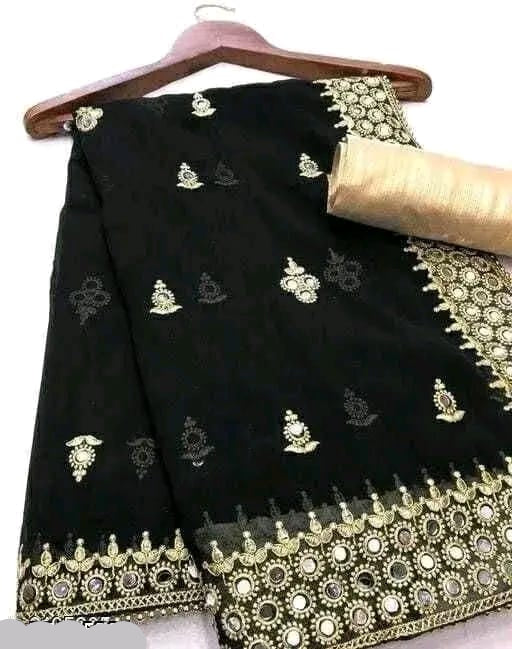 Elegant Georgette Mirror Work Black Saree for Women – Festive & Party Wear Saree with Blouse Piece (Copy)