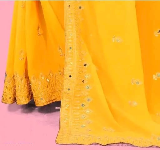 Designer Embroidered Mirror Work Saree for Women – Elegant Festive & Party Wear Saree with Blouse Piece